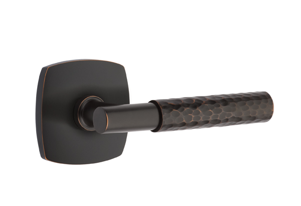 Emtek Hammered T-Bar Style Door Lever with Urban Modern Rosette