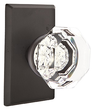Emtek Old Town Clear Knob with Sandcast Style 3 Rosette