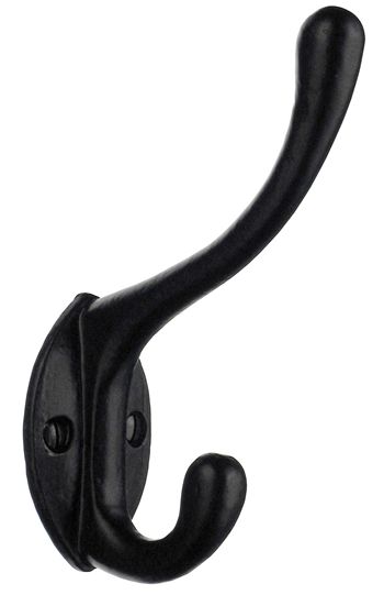 Beslagsboden Classic Rustic Collection 6 3/8 Inch Double Hook - Black Wrought Iron