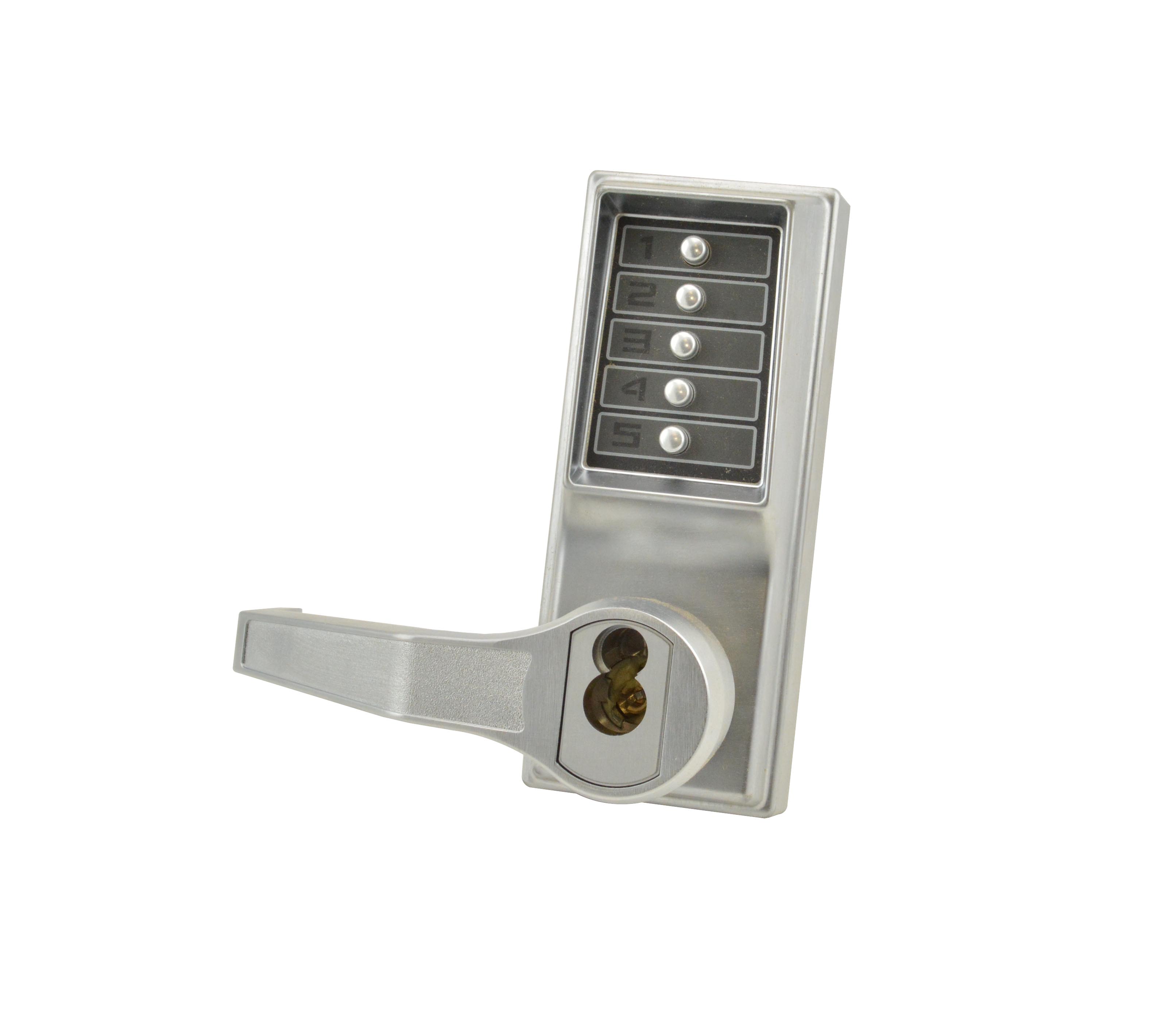 Kaba Simplex LR8146S26D Left Hand Reverse Mechanical Pushbutton Lever Mortise Combination Entry Passage Lockout with Key Override Schlage Prep Satin Chrome Finish