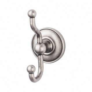 Top Knobs ED2APD Edwardian Smooth Double Towel or Robe Hook Antique Pewter
