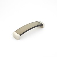 Schaub Positano 128 mm CC Smoke Arched Cabinet Pull in Satin Nickel