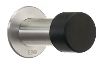 Beslagsboden 3 Inch Door Stop - Black / Brushed Stainless Steel