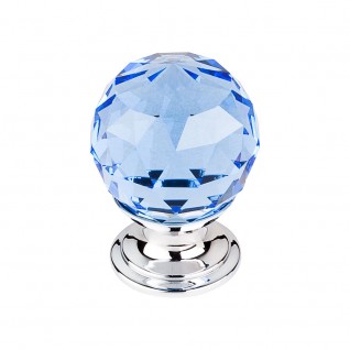 Top Knobs TK123PC Blue Crystal Knob 1 1/8 Inch Polished Chrome