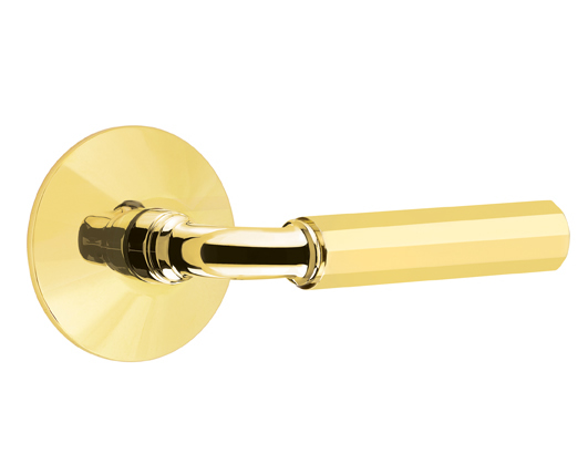 Emtek Faceted R-Bar Style Door Lever with Modern Rosette