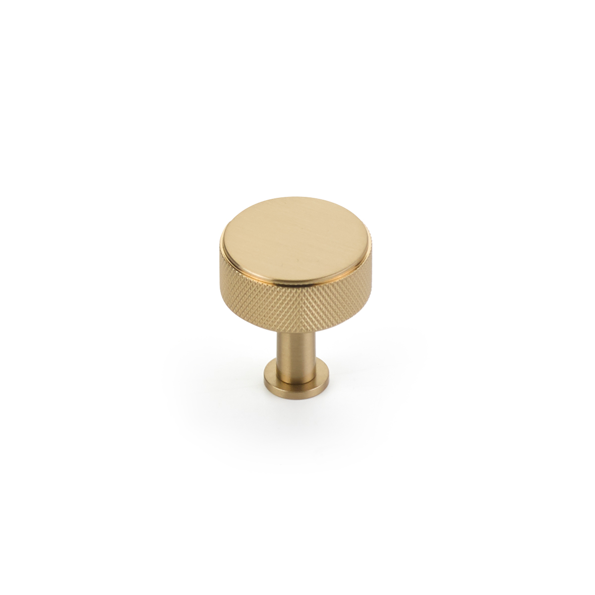 Schaub Pub House, 1-1/4 Inch Knurled Signature Satin Brass Knob