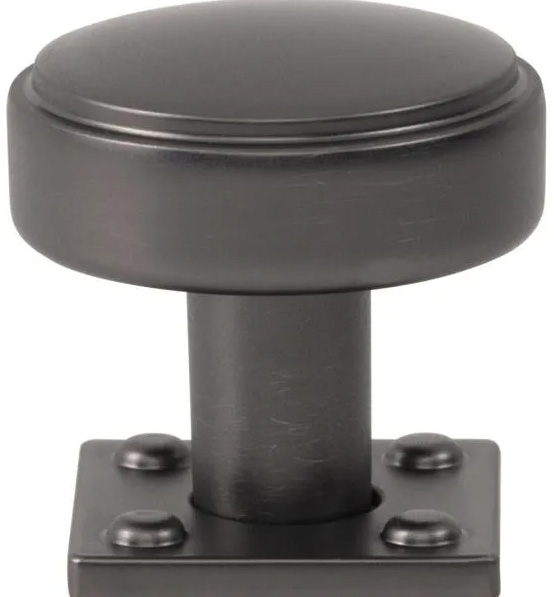 Atlas Homewares Benning Knob With Backplate 1 1/4 Inch (1 Inch Backplate) Slate