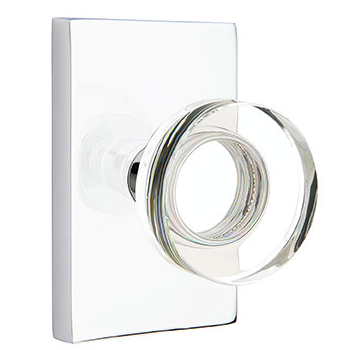 Emtek Disc Crystal Knob with Modern Rectangular Rosette