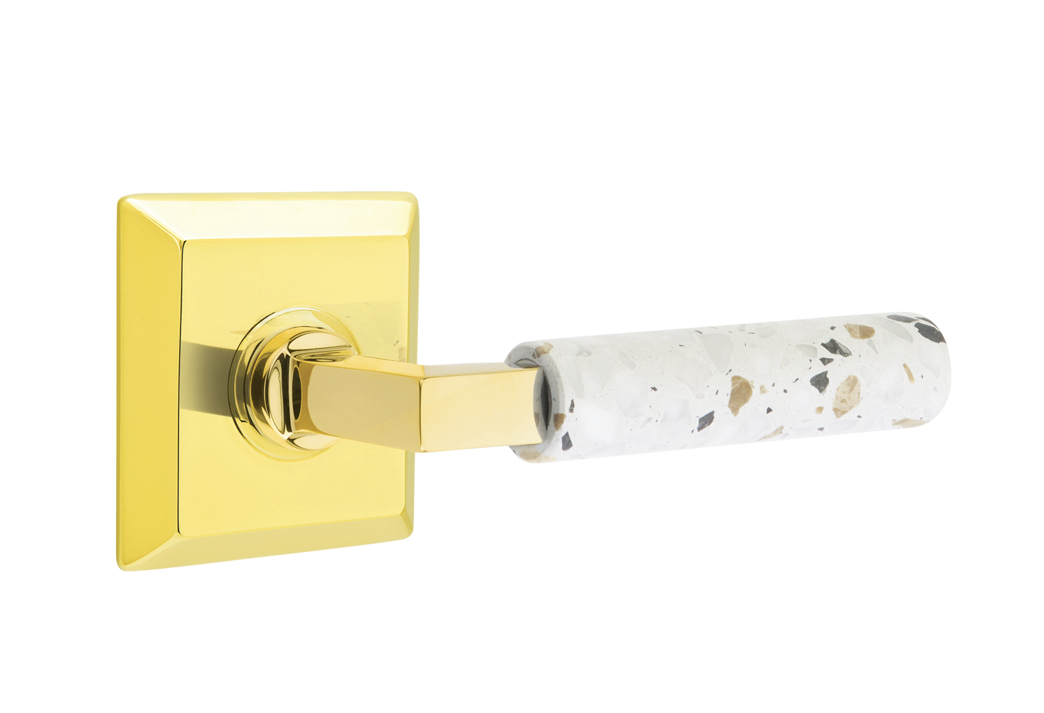 Emtek Terrazzo L-Square Style Door Lever with Quincy Rosette