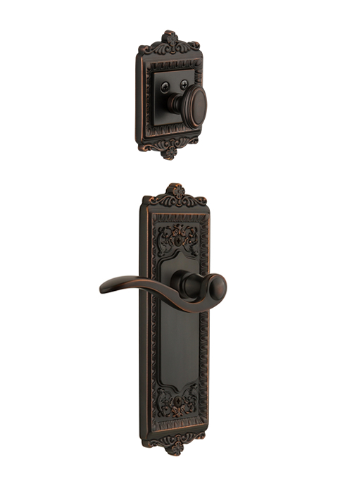 Grandeur Windsor Handleset with Bellagio Lever - (Interior Half Only, with Deadbolt)