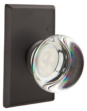 Emtek Providence Crystal Knob with Sandcast Bronze Style 3 Rosette
