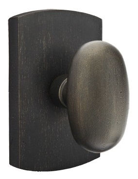 Emtek Sandcast Bronze Egg Door Knob with Style 4 Rosette