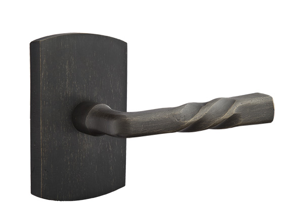 Emtek Sandcast Bronze Montrose Door Lever with Style 4 Rosette
