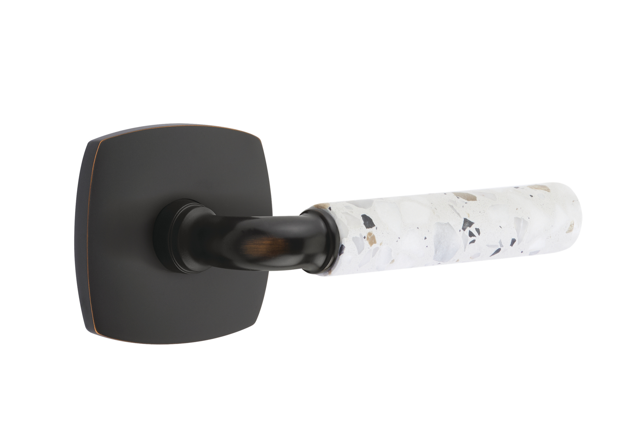 Emtek Terrazzo R-Bar Style Door Lever with Urban Modern Rosette