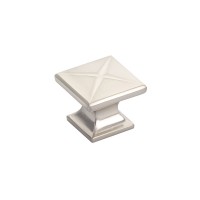 Schaub Northport 1 3/8 inch Diameter Square Knob With X Indent in Brushed Nickel