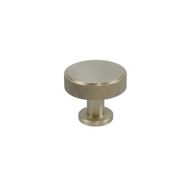Century Diamond Knurling 35mm Round Knob in Satin Brass