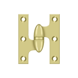 Deltana 2 1/2 Inch x 2 Inch Right Hand Olive Knuckle Hinge, Polished Brass