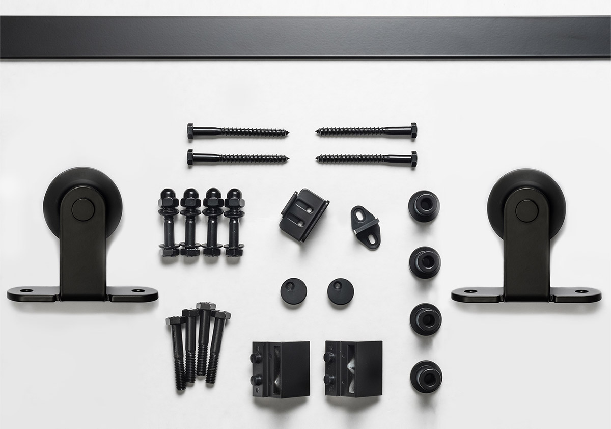 Sure-Loc 96 Inch Track Top Mount Barn Door Track System - Flat Black
