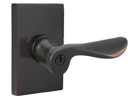 Emtek Luzern Keyed Entrance Lever Modern Rectangular Rosette