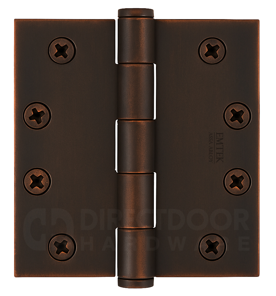 Emtek 4 Inch Solid Brass Heavy Duty Door Hinges with Square Corners (pair)