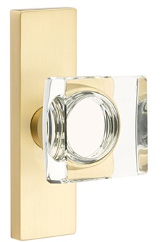 Emtek Square Crystal Door Knob with 1.5 Inch x 5 Inch Stretto Rosette