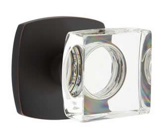 Emtek Square Crystal Knob with Urban Modern Rosette