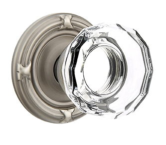 Emtek Lowell Crystal Knob with Ribbon and Reed Rosette