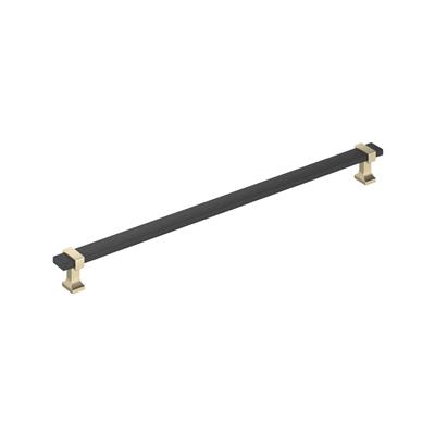Amerock Overton 12-5/8 Inch cc Cabinet Pull Brushed Matte Black/Golden Champagne