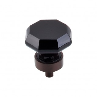 Top Knobs TK137ORB Black Octagon Crystal Knob 1 1/8 Inch Oil Rubbed Bronze