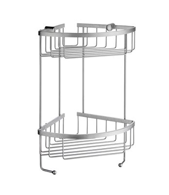 Smedbo Sideline Collection Design Corner Double Level Basket - Brushed Chrome