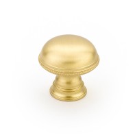 Schaub Atherton 1 1/4 inch Knurled Edge Cabinet Knob in Satin Brass