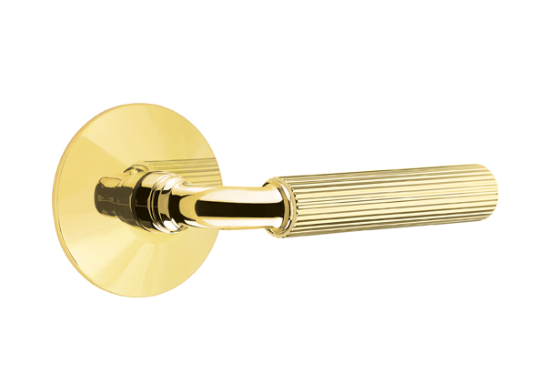 Emtek R-Bar Straight Knurled Door Lever with Modern Rosette