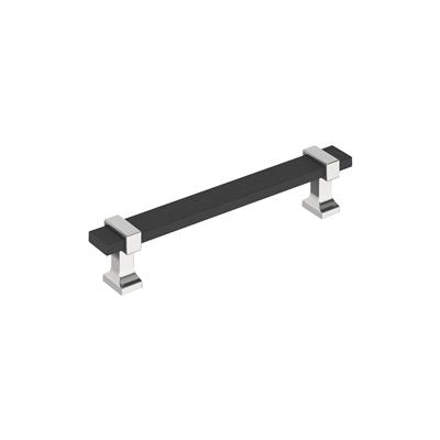 Amerock Overton 5-1/16 Inch cc Cabinet Pull Polished Chrome/Brushed Matte Black