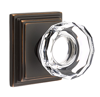 Emtek Lowell Crystal Knob with Wilshire Rosette