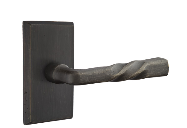 Emtek Sandcast Bronze Montrose Door Lever with Style 3 Rosette