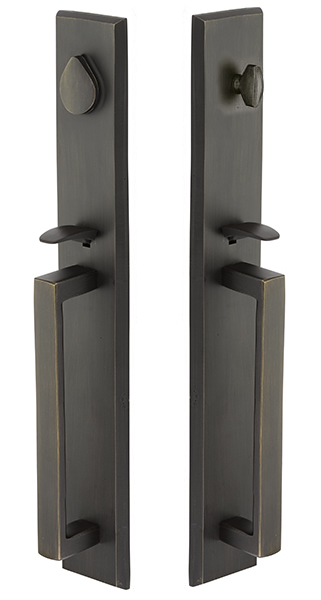 Emtek Rustic Modern Rectangular Full Length Grip By Grip Entrance Handleset