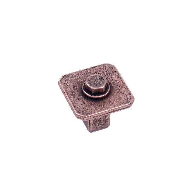 Century Raw Authentic 27MM Square Knob in Matte Antique Copper