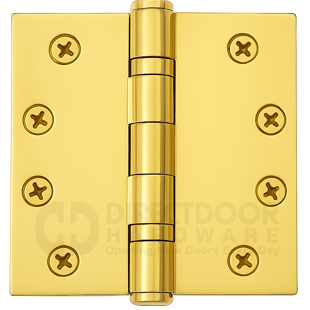 Emtek 4 Inch Solid Brass Ball Bearing Door Hinges with Square Corners (pair)