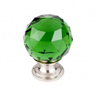 Top Knobs TK120BSN Green Crystal Knob 1 3/8 Inch Brushed Satin Nickel