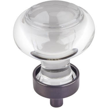 Hardware Resources Harlow 1-7/16 Inch Glass Button Cabinet Knob - Brushed Oil-Rubbed Bronze