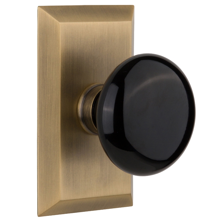 Nostalgic Warehouse Studio Plate with Black Porcelain Knob