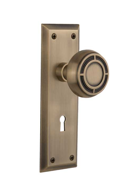 Nostalgic Warehouse New York Plate with Mission Knob - Mortise Lock