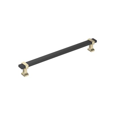 Amerock Overton 8-13/16 Inch cc Cabinet Pull Brushed Matte Black/Golden Champagne