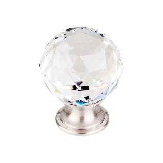 Top Knobs TK126BSN Clear Crystal Knob 1 3/8 Inch Brushed Satin Nickel