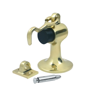 Deltana Solid Brass Floor Door Bumper with Holder & Cement Floor Mount
