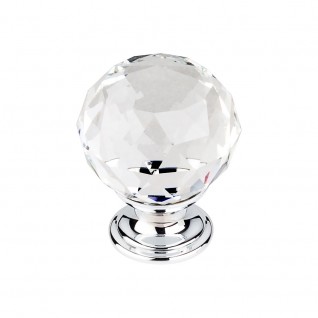 Top Knobs TK126PC Clear Crystal Knob 1 3/8 Inch Polished Chrome