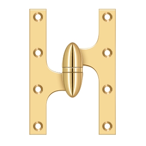 Deltana 6 Inch x 4 Inch Left Hand, Olive Knuckle Hinge, PVD Polished Brass