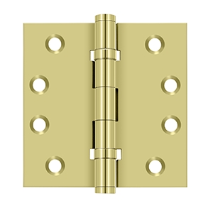 Deltana 4 x 4 Inch Solid Brass Square Corner Standard 2 Ball Bearing Hinge - Pair