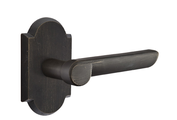 Emtek Sandcast Bronze Aurora Lever Handle with Style 1 Rosette