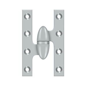 Deltana 5 Inch x 3 1/4 Inch Left Hand, Olive Knuckle Hinge, Brushed Chrome